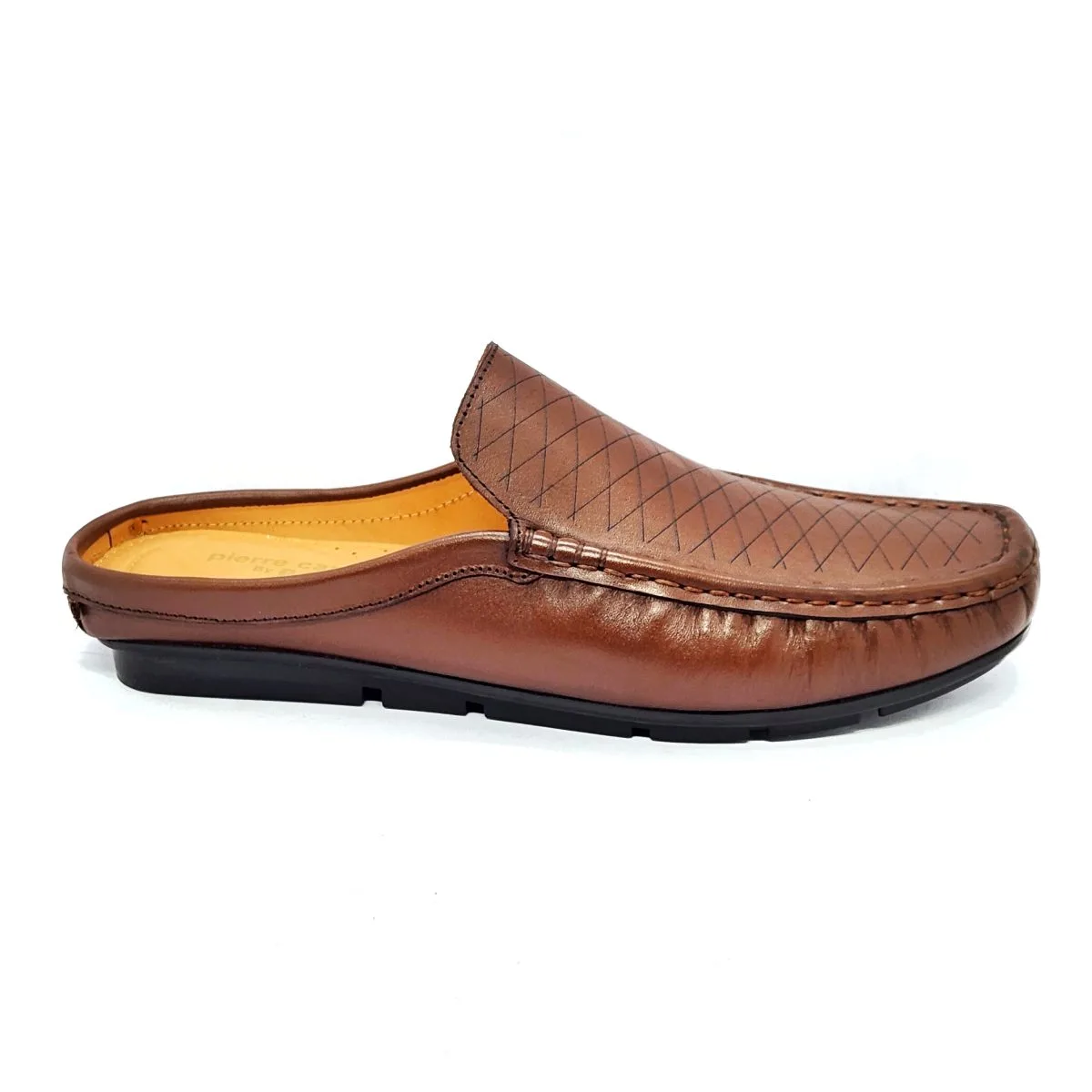 BSS_8452056-BR Men’s Leather Half Loafer - Image 1